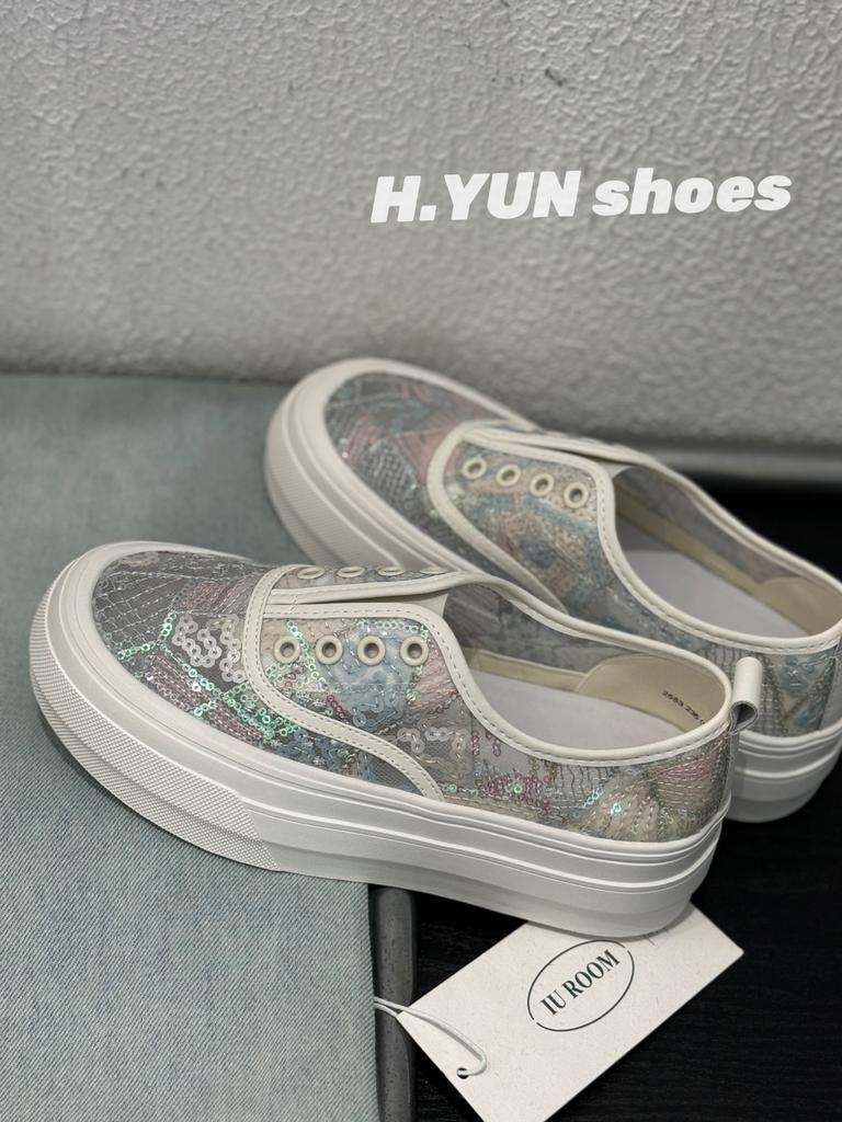 Sequined Loafers Women's Summer Breathable Mesh Mesh Shoes 2025 New Versatile Casual Soft Sole One-pedal Lazy Shoes