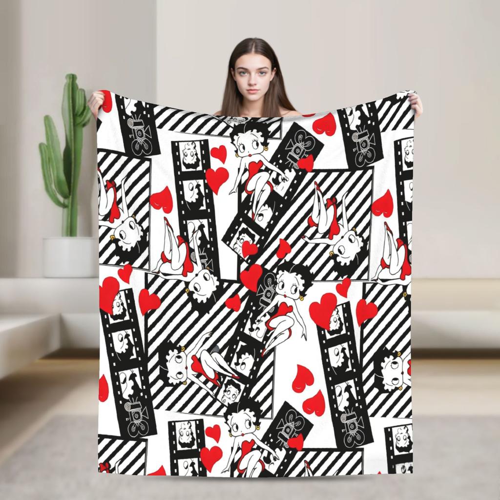 Warm Blanket Camping B-Bettys Boops Throw Blanket  Flannel Bedspread For Living Room Comfortable Sofa Bed Cover