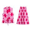 Fashion Style 2024 Summer New Arrival Women's Clothing Stylish All-Matching Sleeveless Suit Print Tops Mid-Waist Skirt