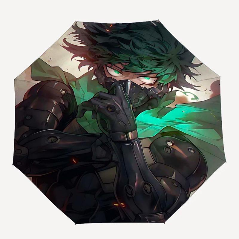 1pc My Hero Academia Izuku Midoriya Theme Outdoor Umbrella - Automatic Opening/Closing, Collapsible 3-Fold Design with Iron Frame - Perfect Gift for F