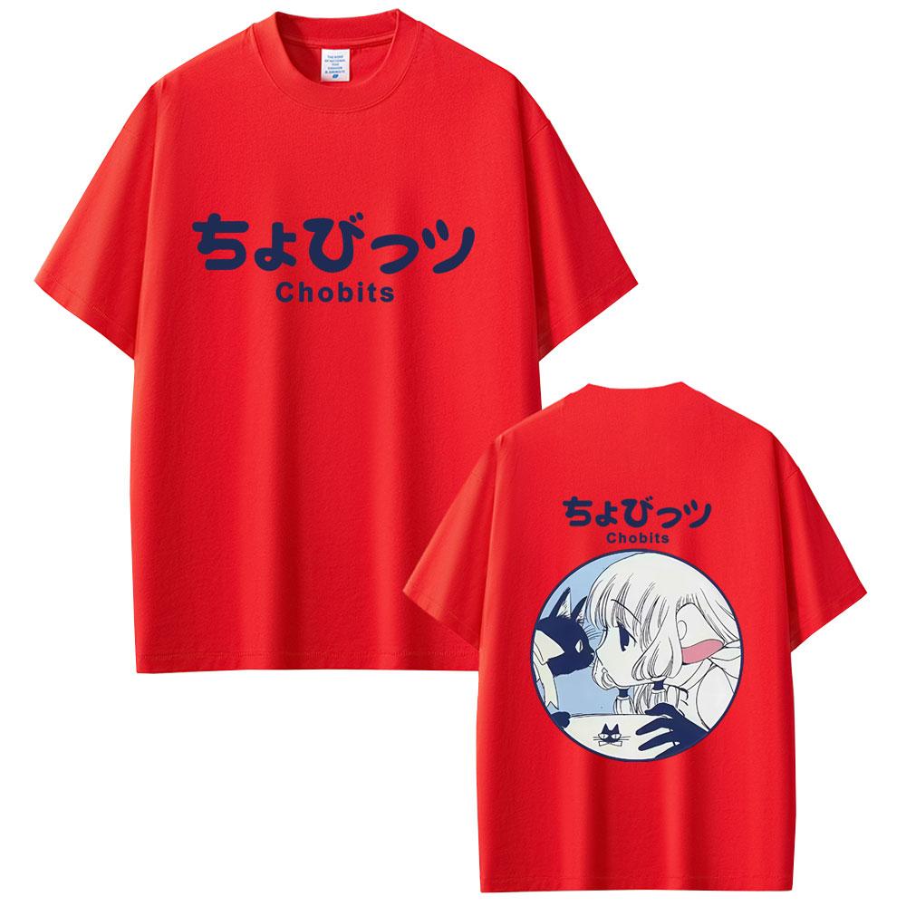 Anime Chobits Chi Double Sided Print Tshirt Unisex Women Kawaii Cartoon Oversized T Shirts Unisex Casual Cotton Vintage Tshirts S