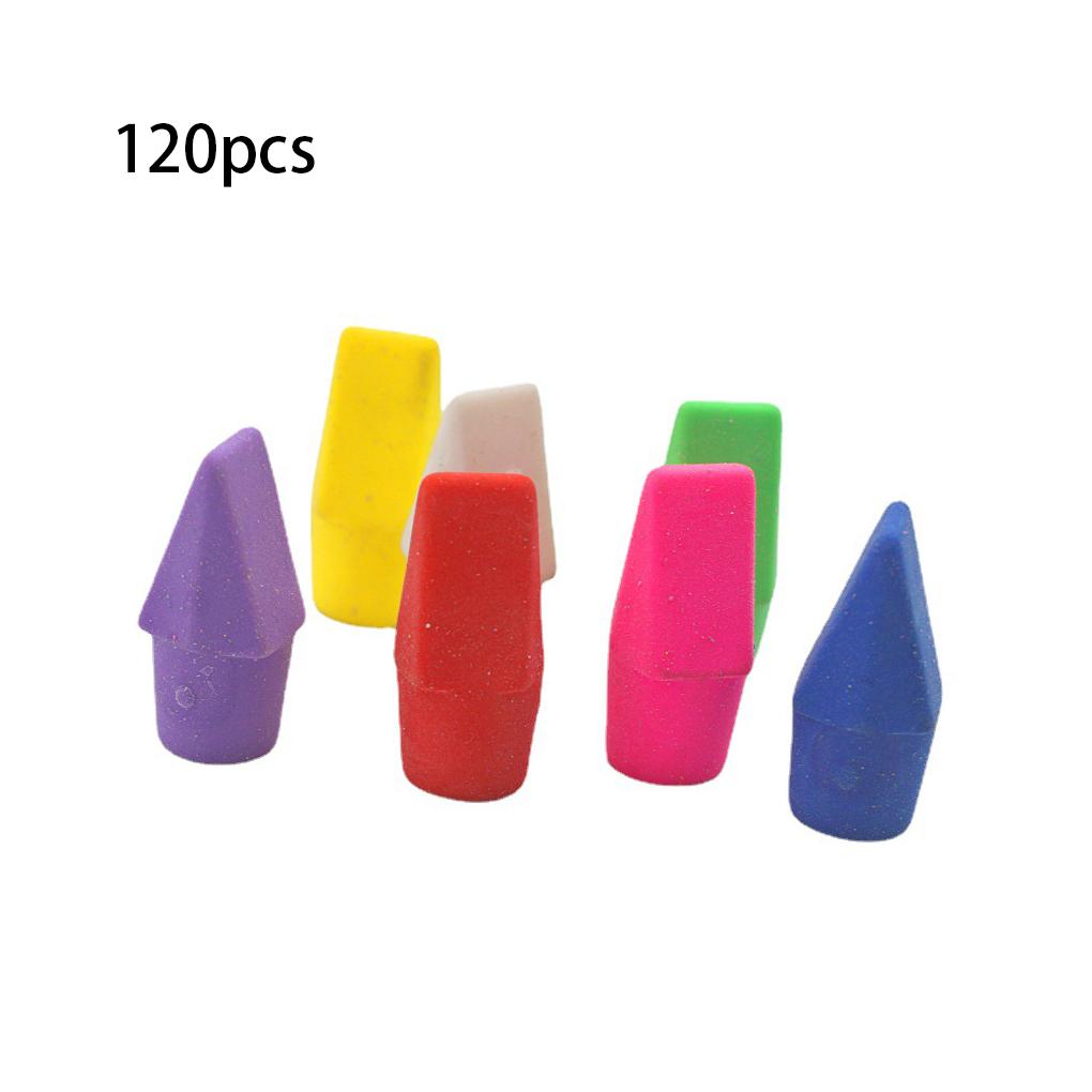 120 Pieces Color Random Universal Torch Head Pencil Erasers Erasing Too Replacement Pen Caps Stationery Accessories