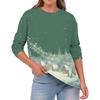Women's Fashion Casual Christmas Print Round Neck Solid Color Long Sleeve Top