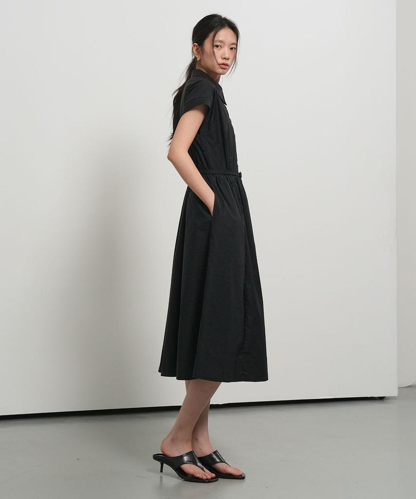 General Idea Dolman Sleeve Belted Long Dress [Black] / Gf2Lop513