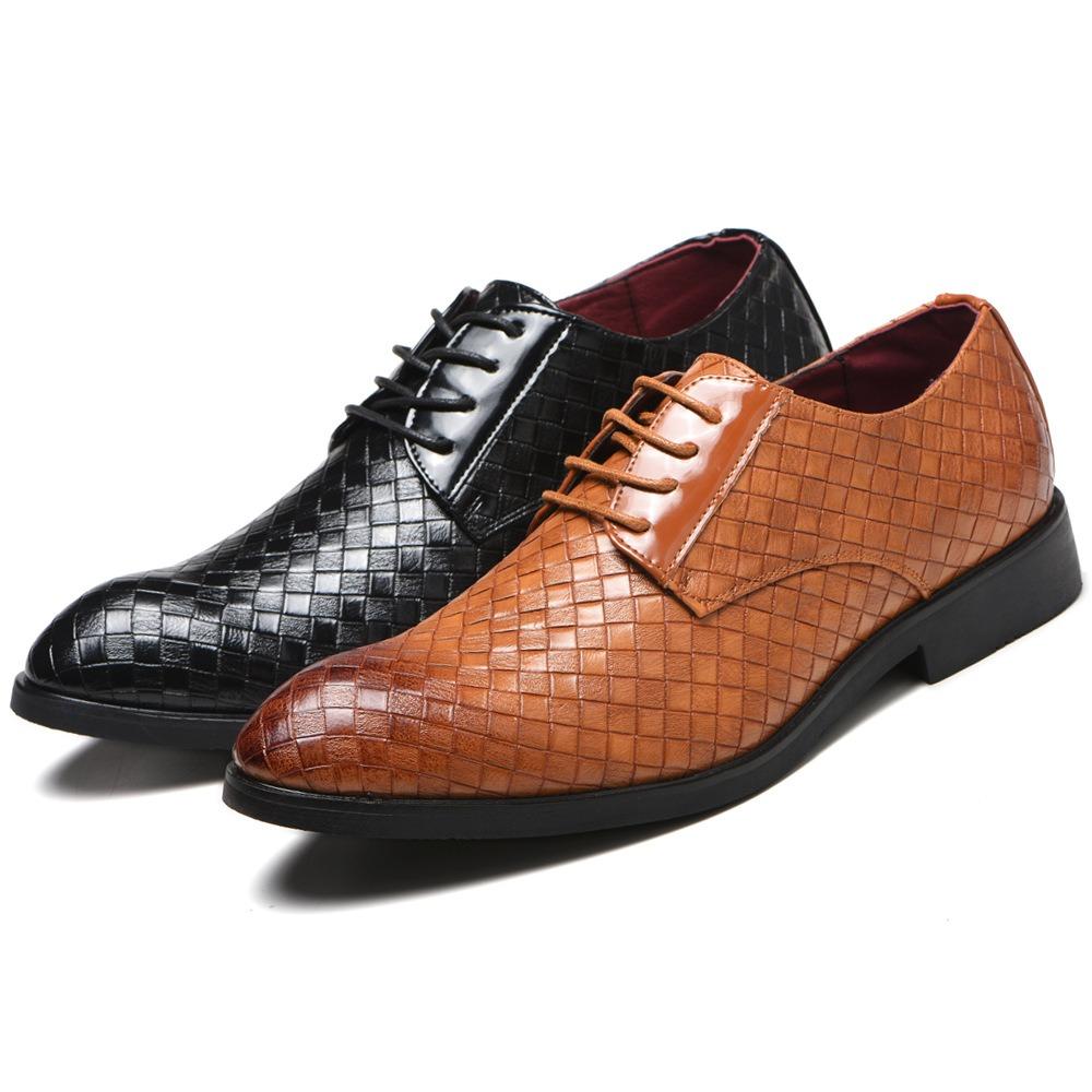 Checkered Leather Shoes Men Big Size Casual Shoes for Men