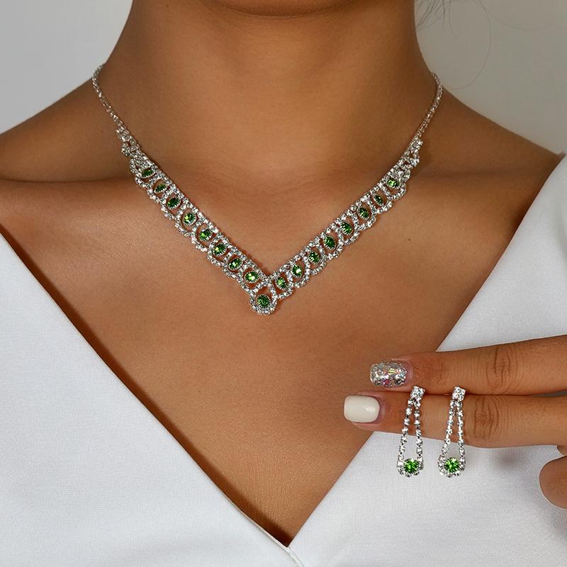 Damhalsband Örhängen Hänge Två Set Flickklänningstillbehör Bröllopssmycken Två Set Halsband Örhängen