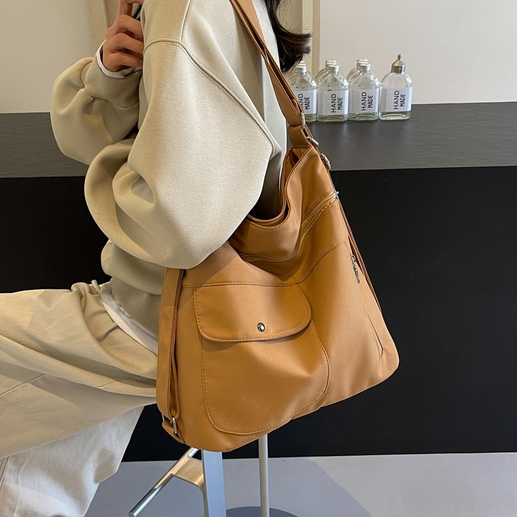 Fashion Solid Color Shoulder Bag, Large Capacity Tote Bag, Women's Convertible Backpack Purse