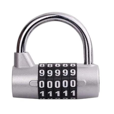 OEM Custom 5 Digit Combination Padlock Zinc Alloy Industrial Grade Weatherproof Lock for Commercial Application (Silver,Zinc Alloy)