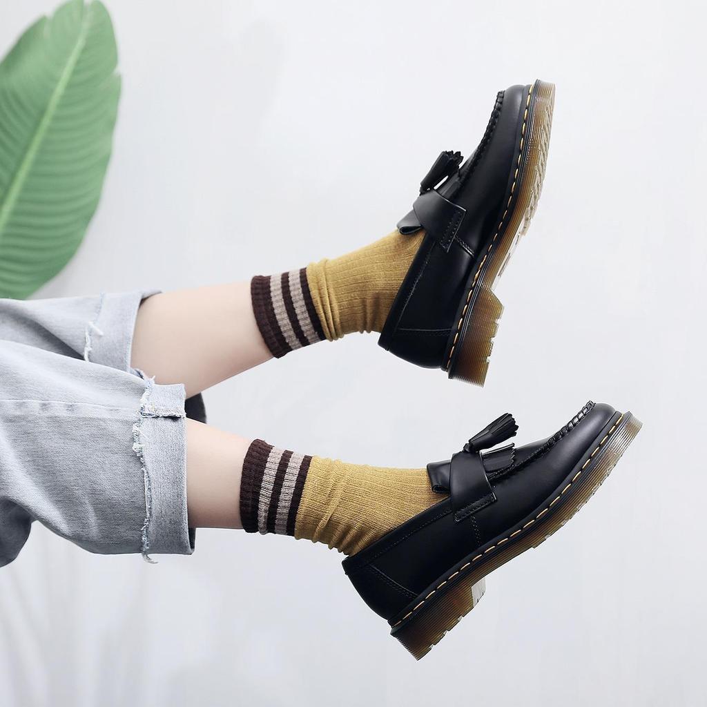 Tassel loafers women's leather low-top small leather shoes women's British style fashion student style round head casual shoes