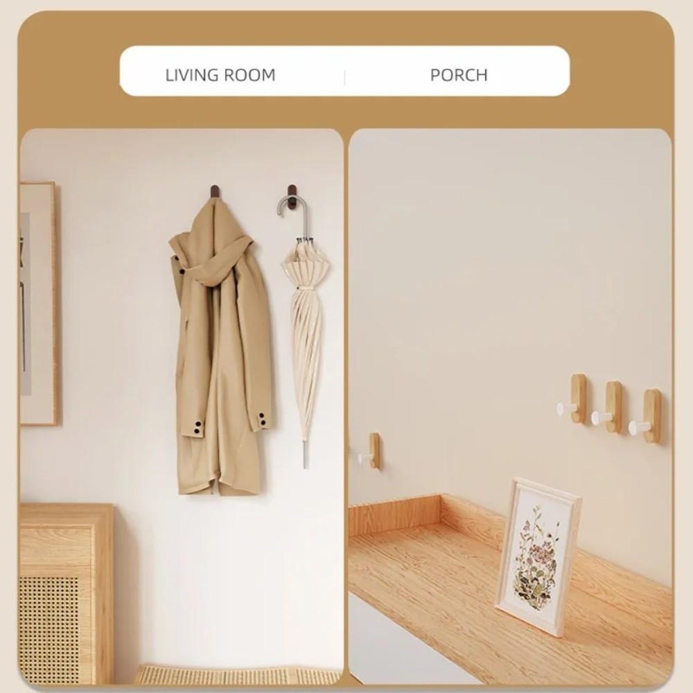 No-drill Wood Wall Hooks Self Adhesive Key Holder Multi-Purpose Mounted Hooks  Home Storage Use