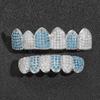 Hip Hop Blue & White Zircon Six-Tooth Grillz - Micro-Paved Zircon Costume Accessory