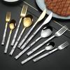 European Style Faux Wood Handle Stone Pattern Cutlery