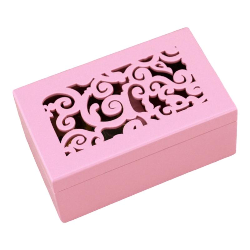 Wooden Hollow Out Jewelry Box Clockwork Music Box Musical Jewelry Boxes Mechanism Wind Up Musical Box Wedding Gift розовый