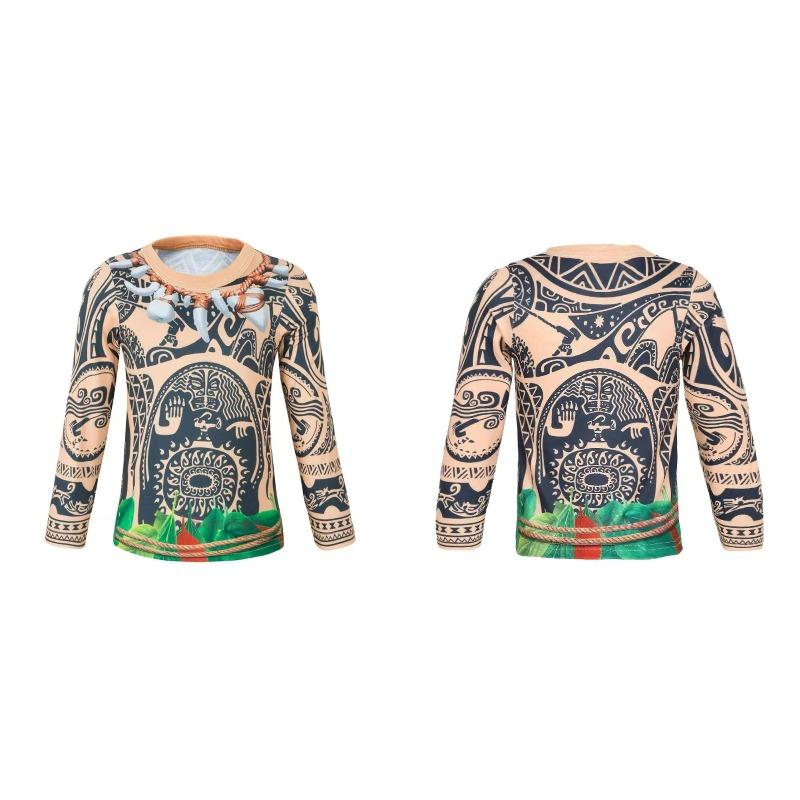 Spring and Autumn Round Neck Tribal Pattern 3D Printed Top Fashionable Casual Long Sleeved Men's T-shirts