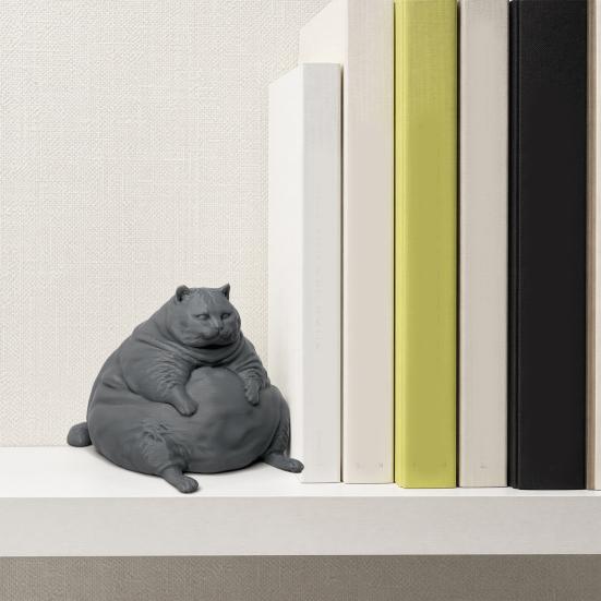 Adorno de Gato Duradero Figurina Gordita Impresa en 3D, Estatua Moderna Sentada para Modelo Decorativo Decoración de Escritorio, Adorno Coleccionable con Forma de Animal, Regalo para Amantes