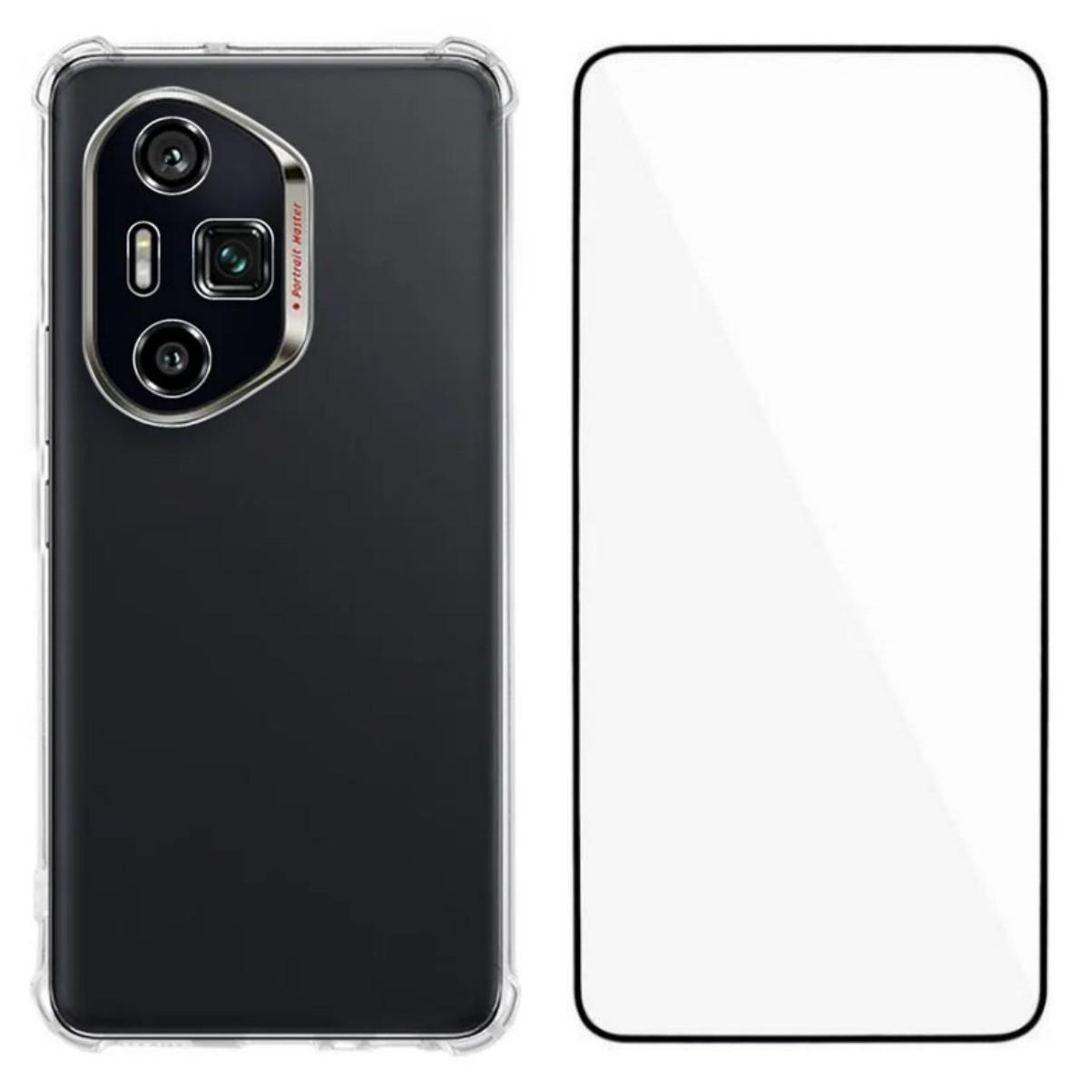 

For Honor 300 Ultra TPU Case WANLONFENG WL3 Series 1.5mm Phone Cover with Tempered Glass Film Transparent