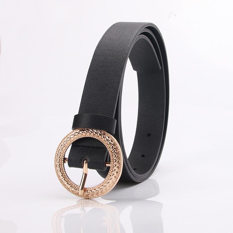 Womens Fashion Pu Leather Belt With Alloy Buckle For Casual Wear And Office Style