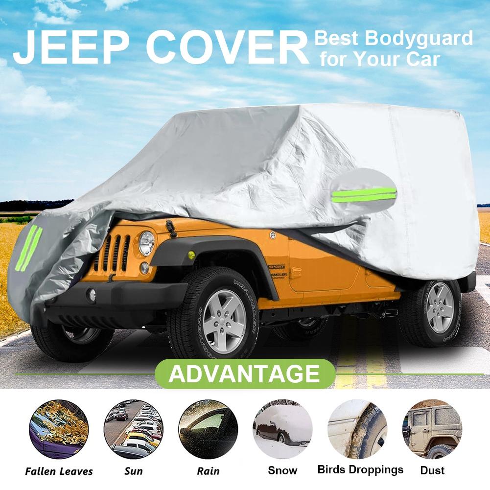 210D Waterproof Full Car Cover for JEEP Wrangler JK JL 2-Door / 4-Door 2007-2020 Weather Protection Cover Outdoor Snow Rain Dust