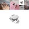 Elegant Korean Style Adjustable Heart Shaped Ring With Geometric Design For Women