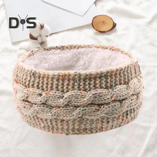 Winter Headband Women Fuzzy Fleece Lined Ear Warmer Cable Knit Thick Warm Crochet Headband Solid Color Knitting Hairband