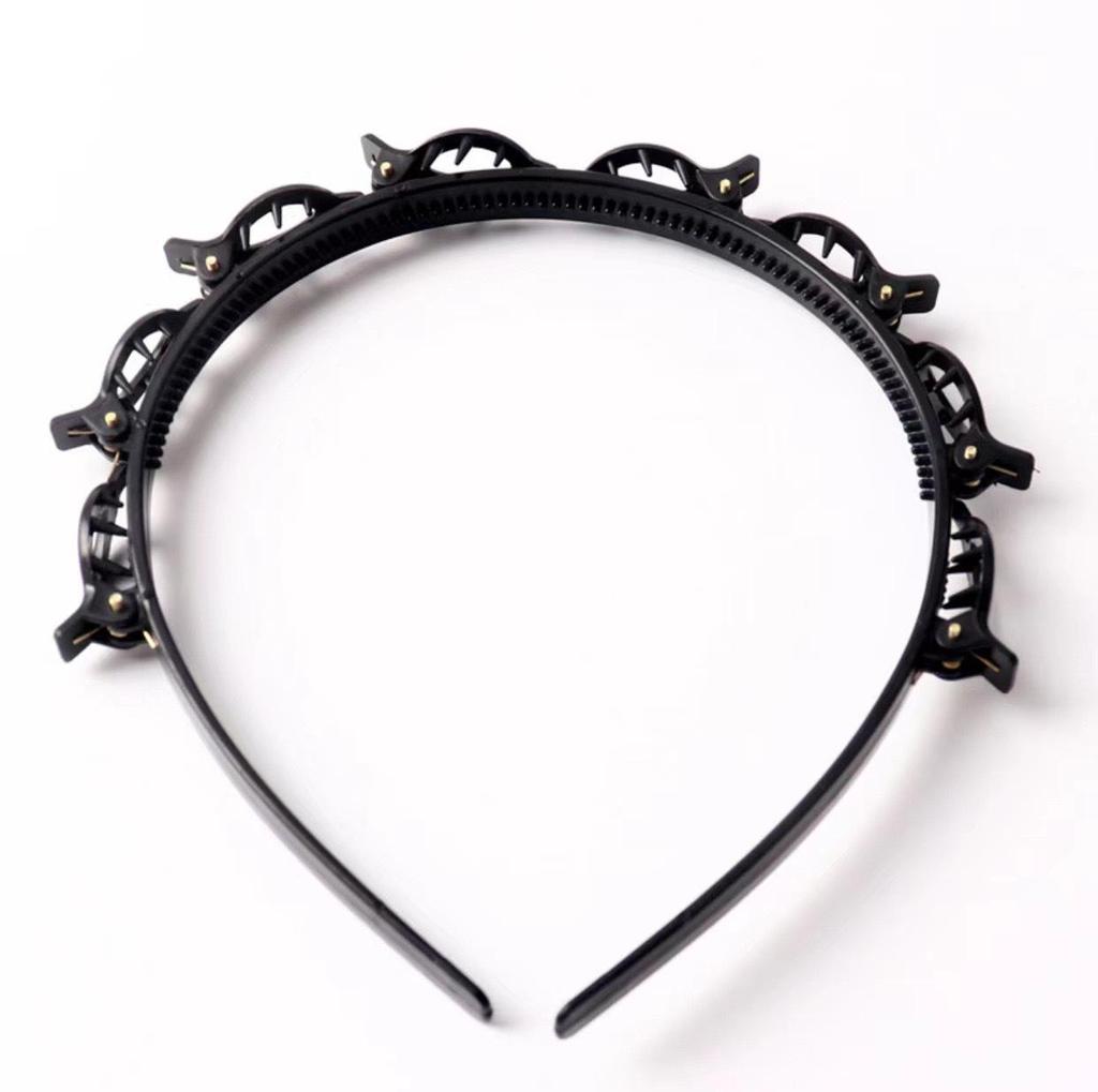 Woven Headband with Small Clips for Bangs - Multi-layer Hollow Braid Hairband