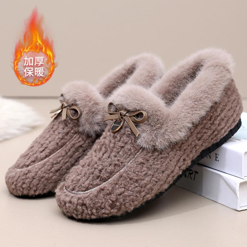 

Хлопковая обувь, Зима, с плюшевой подкладкой, для ношения на улице, Универсальная, Удар одной ногой, Волосатая обувь, Нескользящая, Мягкая подошва, Повседневная обувь 41 хаки