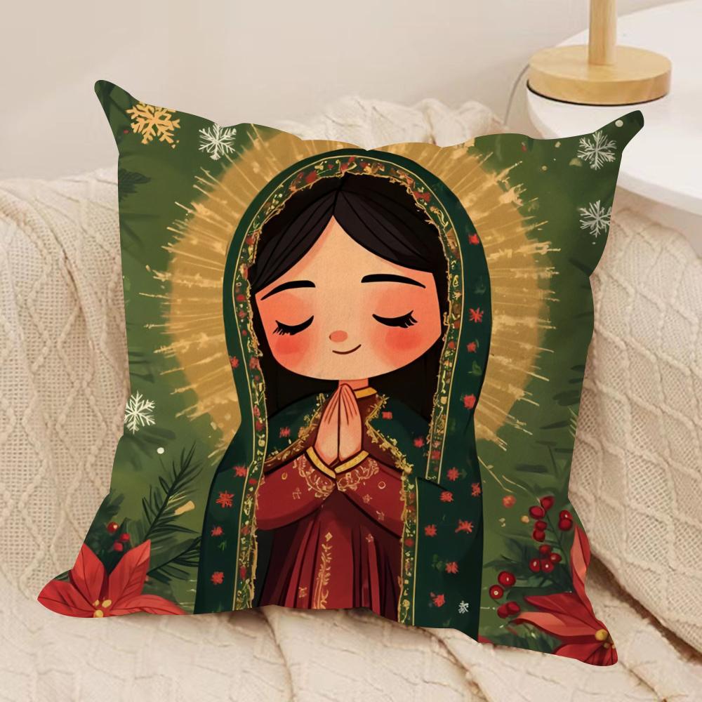 Our Lady of Guadalupe Cushion Cover Soft Plush Fabric DoubleSided Printed Cushion Covers for All Seasons Modern Home Decor