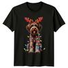 Wirehaired Dog Christmas Lights Antlers Holiday Animals Unisexs TShirt Unisexs Tee