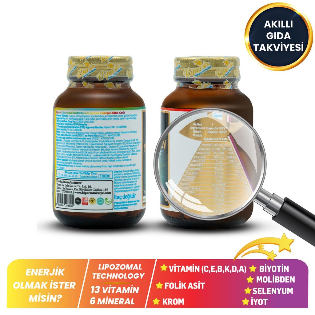 Kiperin Liposomal Multiwitamina 13 witamin i 6 minerałów Skóra - Włosy - Paznokcie i Energia | Inteligentne suplementy diety