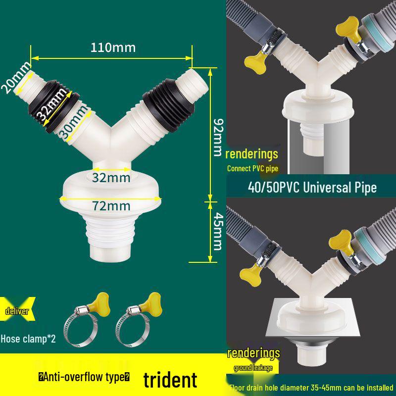 Connettore di Scarico a Tre Vie per Lavatrice con Anti-Riflusso