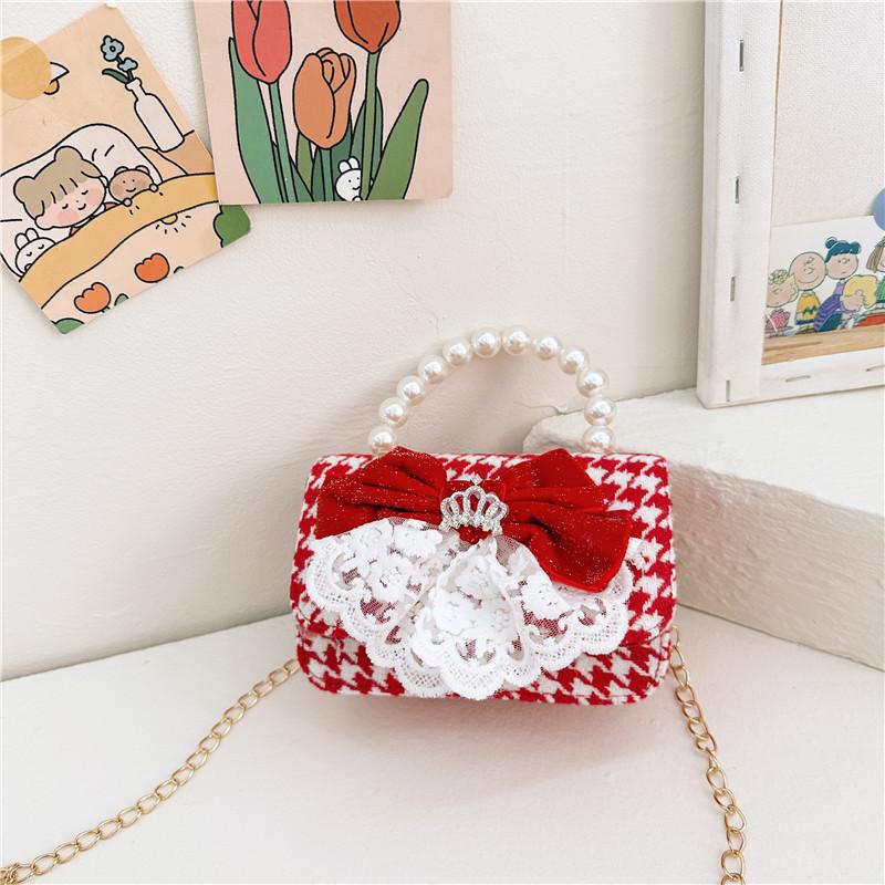 Eyecatching Kids Crossbody Bag Bright Red Pearl Princess Bag With Durable Antitheft Features