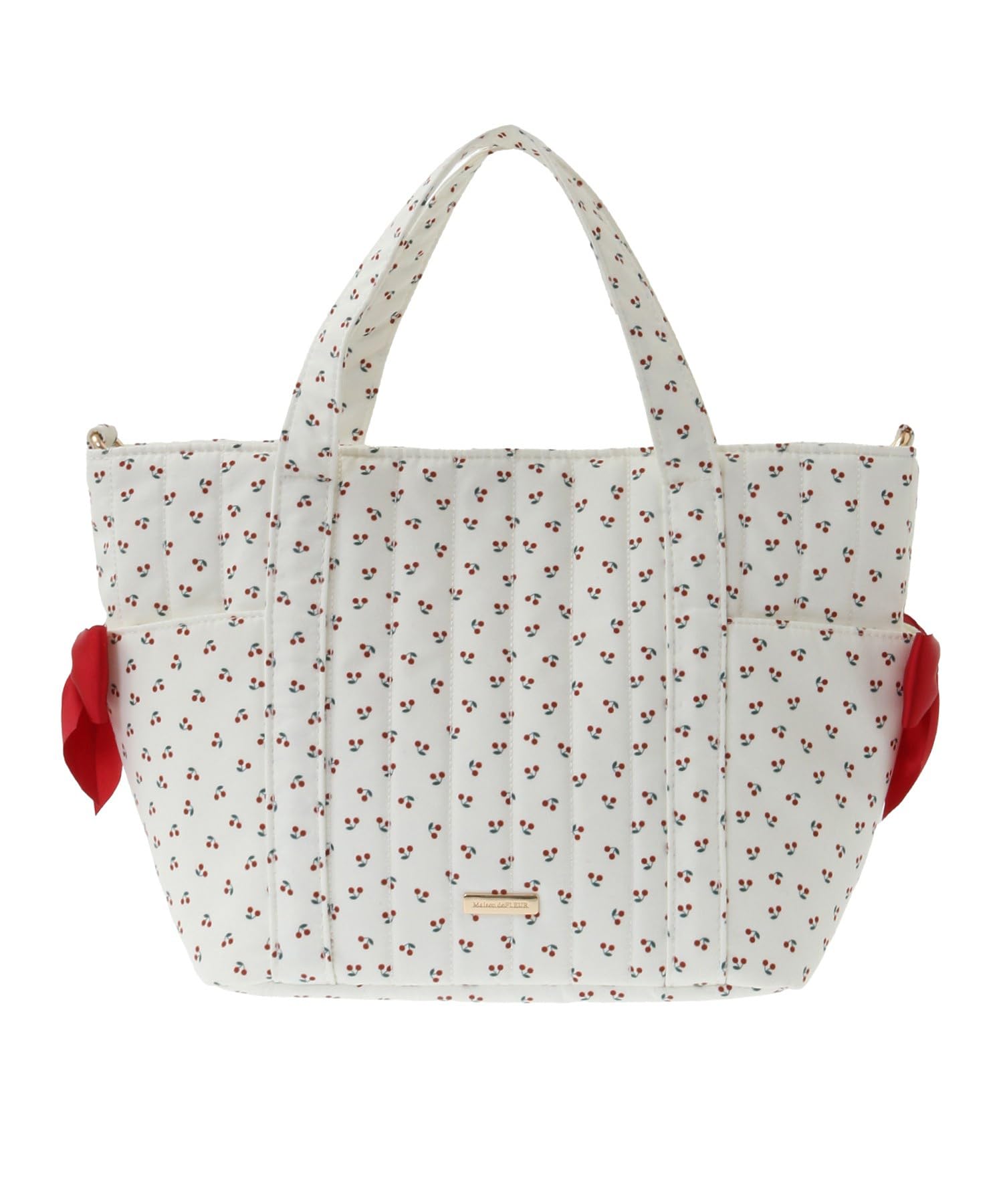 Женская сумка-тоут Maison de Fleur с вишневым принтом, 2-в-1, цвет: слоновая кость