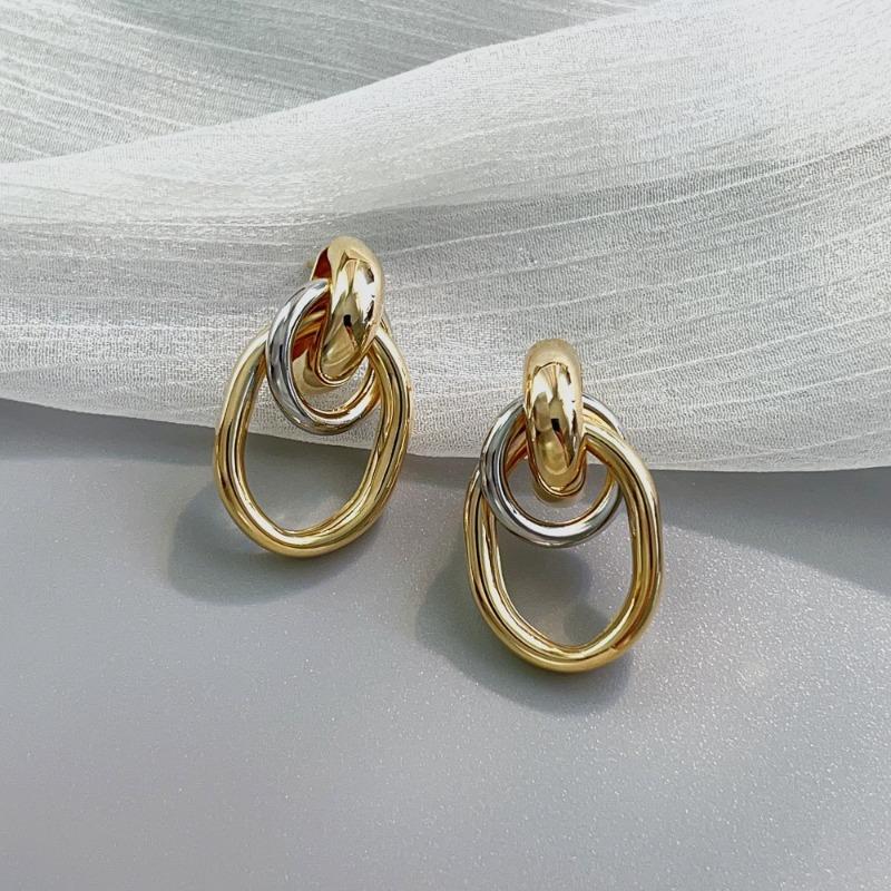 Fashion Earrings - Elegant Geometric Hoop Earrings with Steel Pins 1736