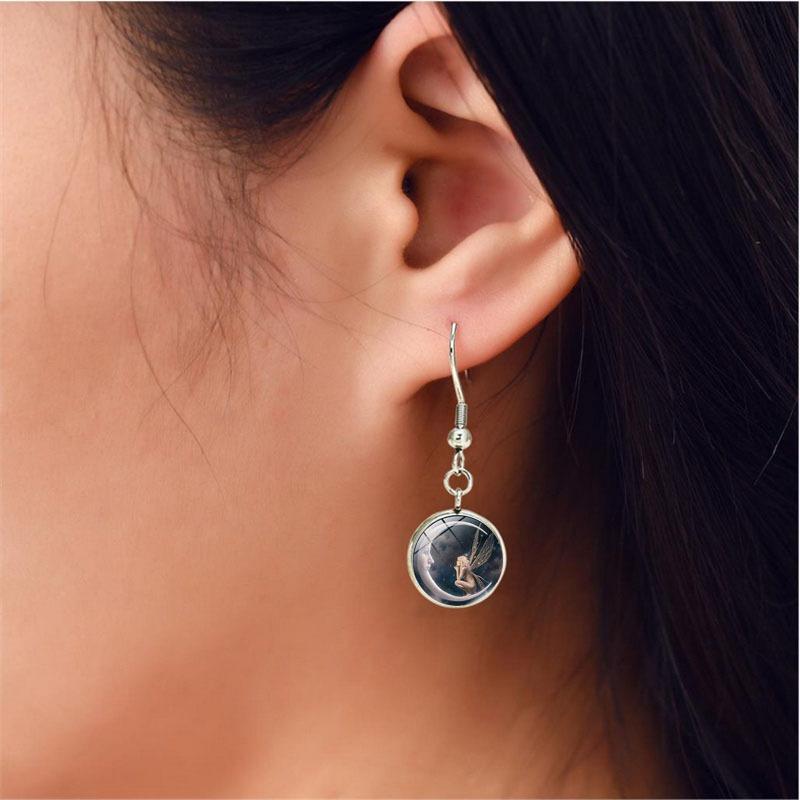 Moon Elf Angel Fairy Cabochon Glass Pendant Necklace Bracelet Earrings Jewelry Set Totally 4pcs For Women 'S Fashion Jewelry