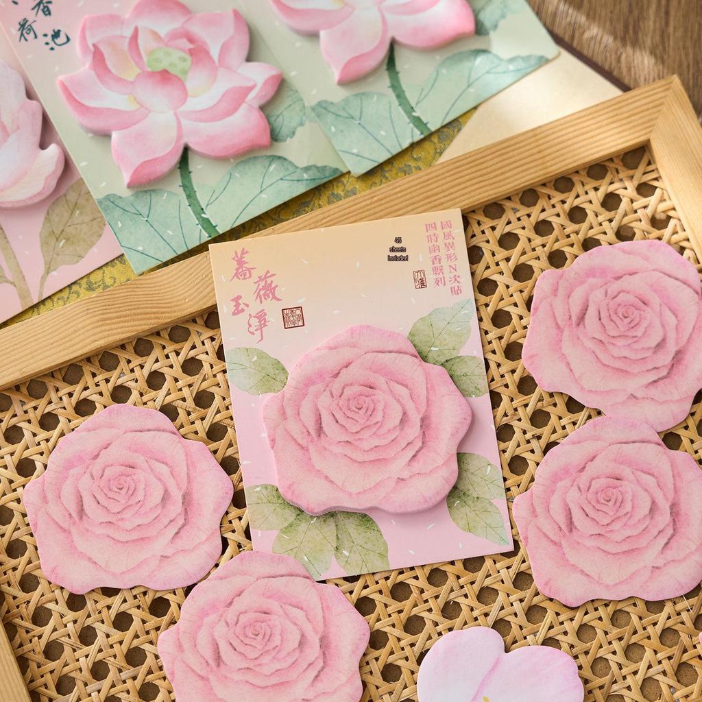 Zaomou Floral Sticky Notes: Opposite Sex Fragrant Series, Chinese Style, High Appearance Value for DIY Planners & Message Stickers