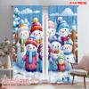 2pcs,2D Plane Printing Curtains&Window Treatment Snowman Family Winter Versatile Polyester Fabric (without Rod) Room Decor