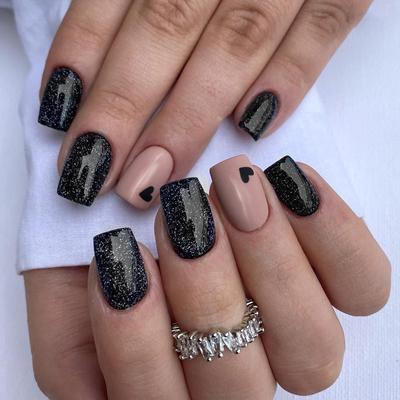 Medium Rectangle, Dark, Sweet And Cool Love, Flashing European And American Style, Fashionable And Versatile Nail Art, Wearing Nail Pads Can Be