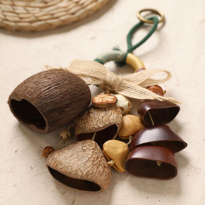 Natural Handmade Fruit Shell Hanging Bell Seed Sound Healing Hand-cranked Bell Full Of Wish Fruit Bag Ornaments Yunnan Gift