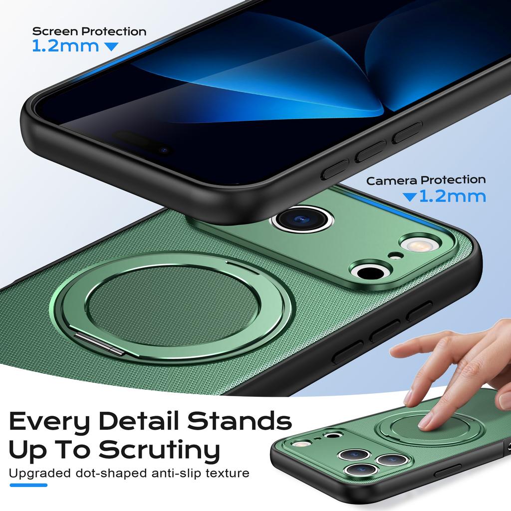 Case For 17 11 12 13 14 15 16 Pro Max Plus 16e 17Air Fundas 360° Rotate Magnetic Ring Holder For Magsafe Armor Cover