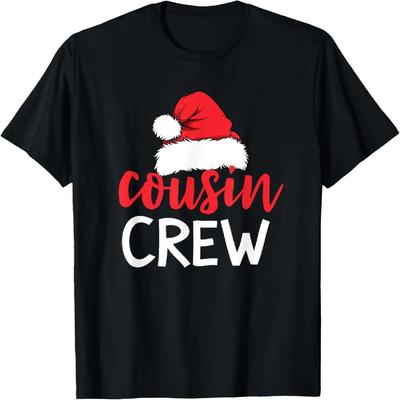 Funny Cousin Crew Santa Hat Matching Christmas Sleeping Xmas T-Shirt