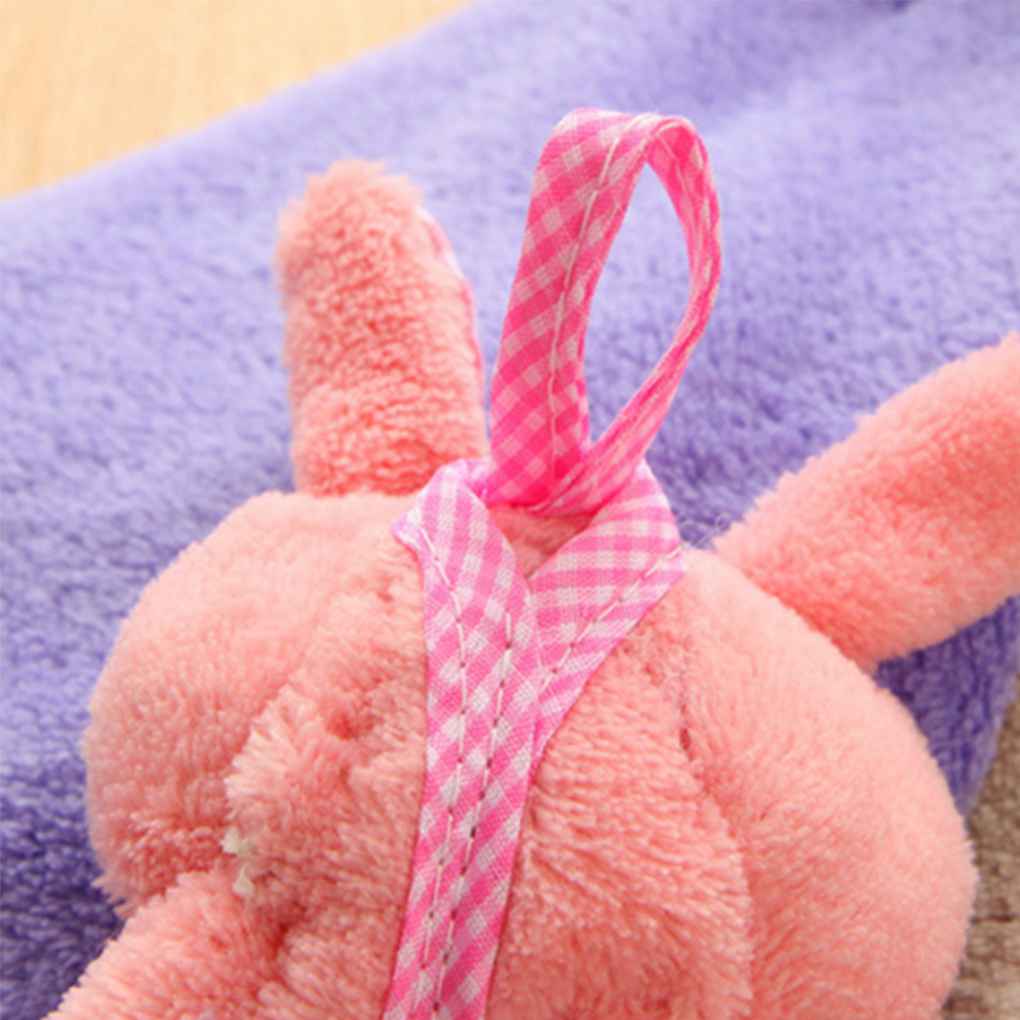 Baby Infant Coral Velvet Hand Towel Cartoon Animal Rabbit Kitchen Hanging Bath Wipe Towel Washcloths Kids Handkerchief