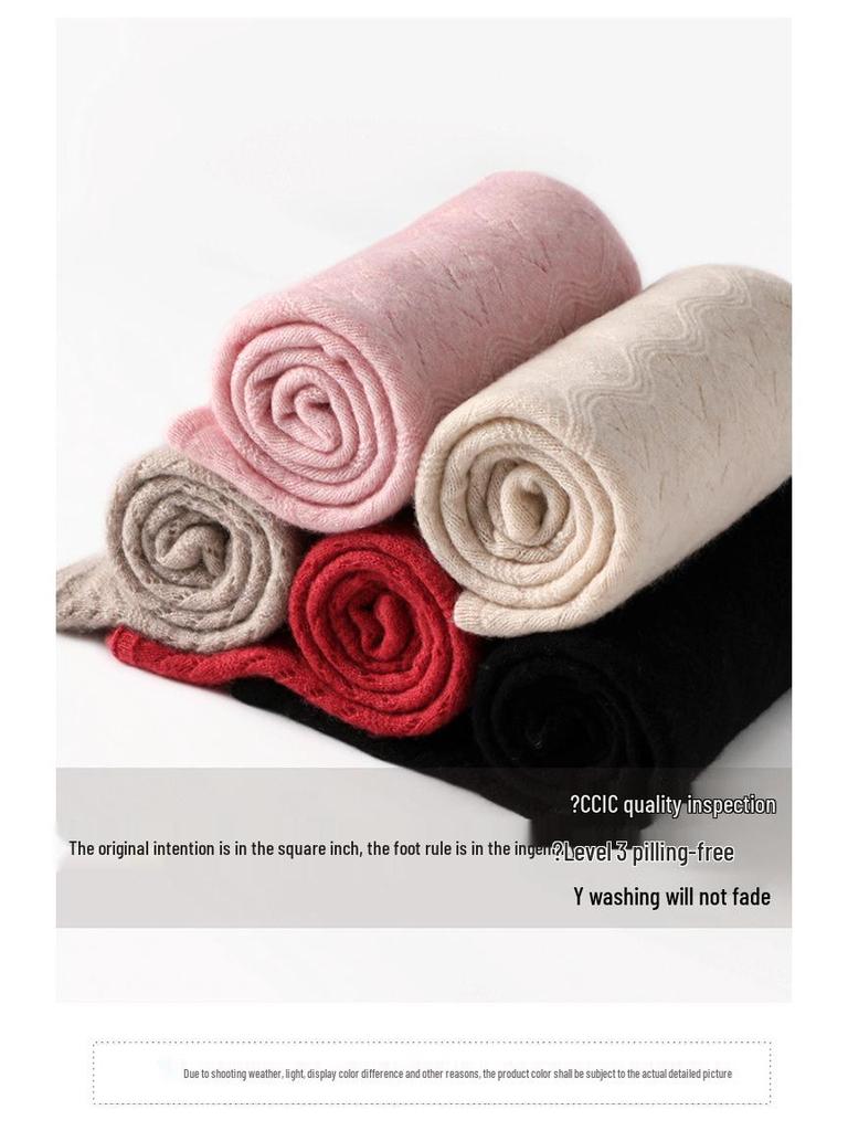 Damen Weicher Reiner Kaschmir Koreanischer Stil Ausgestanzter Rosa Schal für Herbst und Winter