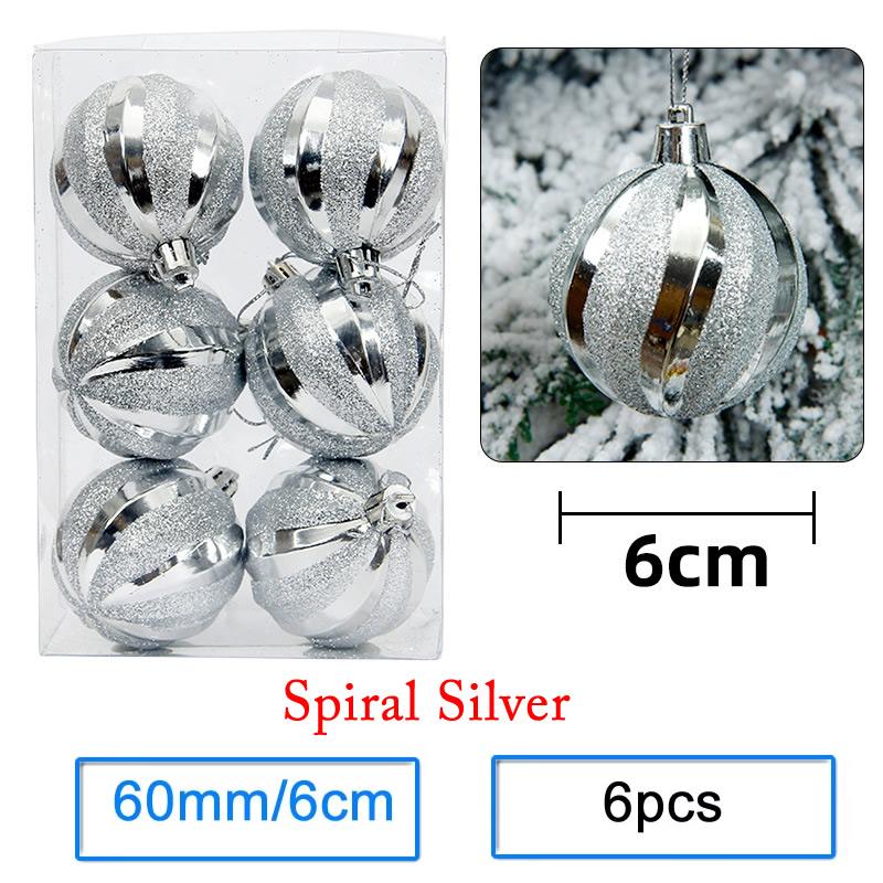 6 Stück/Los 6cm/2,4 Zoll Weihnachtsbaum Dekoration Farbe Hohlkugeln Schmuck Hängende Kugeln Für Haus Bar Party Dekoration