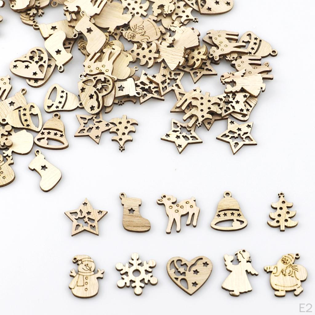 Set of 100 Tree Decorations Wooden Pendant