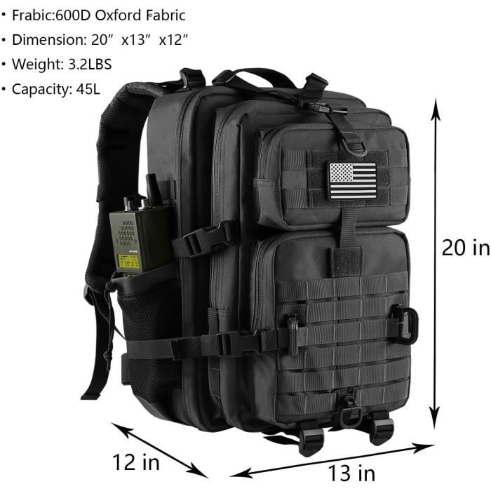 Sac à dos - hannibal tactical - 40l - tissu oxford - résistant à l'eau - mixte