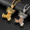 Dragon Ball Goku Pendant Necklace Full Zircon Rhinestone Hip Hop Chain Jewelry Men Women Streetwear Fashion Accessory