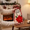 Christmas Party Table Decorations Wine Gift Bag, Reusable Burlap Bottle Cover with Drawstring, Plaid Bags Xmas Tree Gnome Truck Print Sleeves
