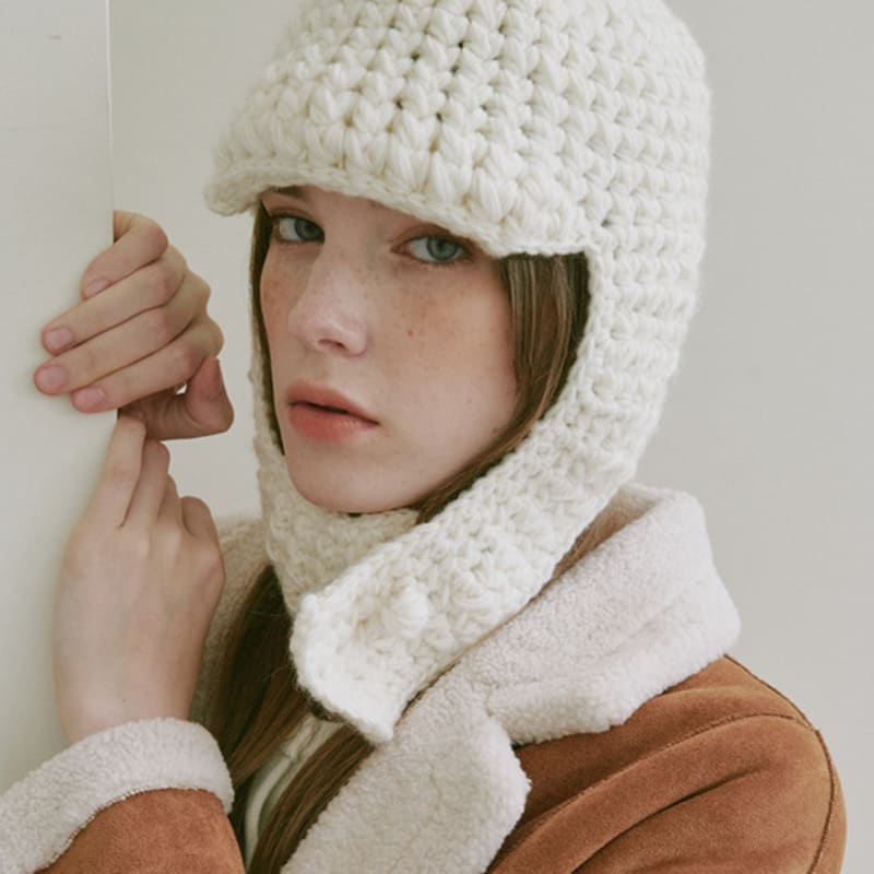 

ALLINCOMPLETE Wool Crochet Trooper Balaclava (3 Colors) Cream (Trooper Balaclava)