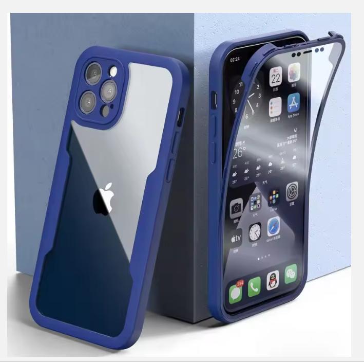 

Ударопрочный прозрачный чехол для iPhone 16 15 13 12 14 11 Pro Max X XS XR 7 8 Plus, полная защита объектива камеры и экрана IPhone16 синий