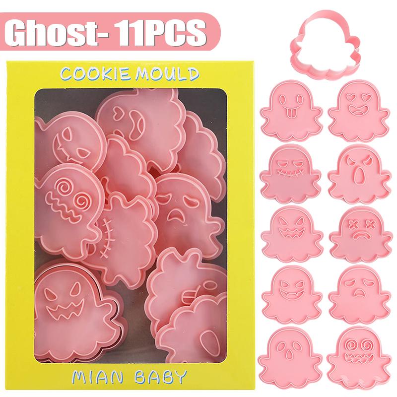 Halloween Cookie Cutters Set Pumpkin Ghost Skull Biscuit Mold 3D Pressing Biscuits Mould Cake Decorating Kids Baking Tools